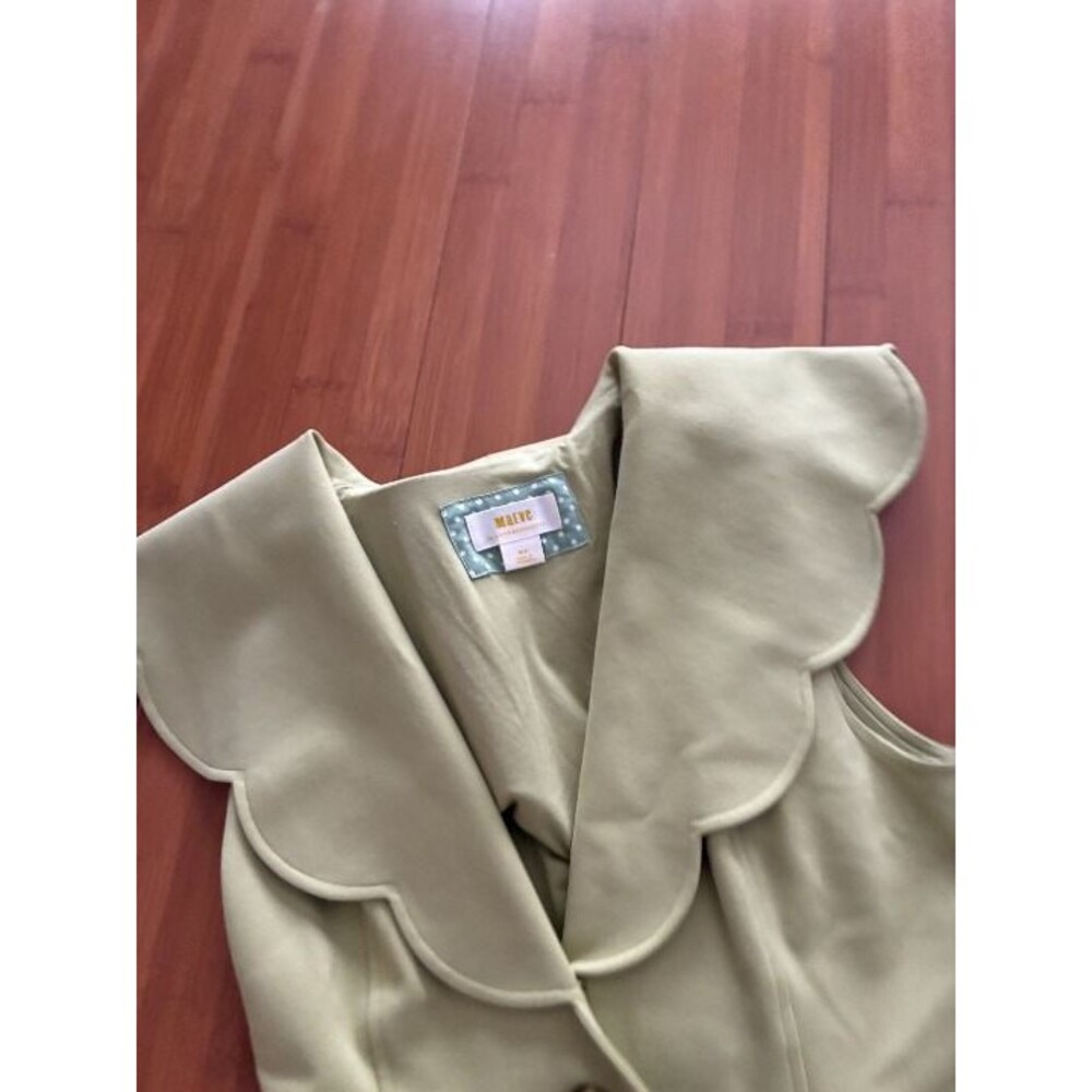 Maeve Anthropologie light green scalloped collar mini dress Medium Petite - Picture 4 of 8